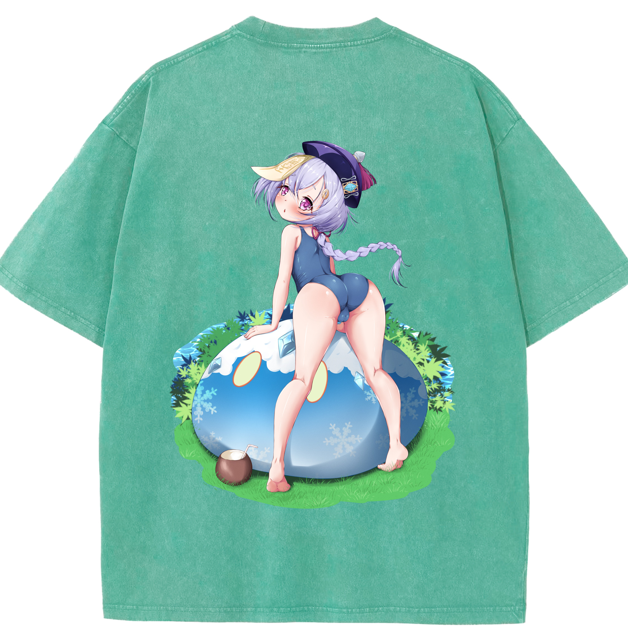 げんし神 七七 なな  genshin Nana 綿100% ヴィンテージ風 半袖Tシャツ（背面プリント）